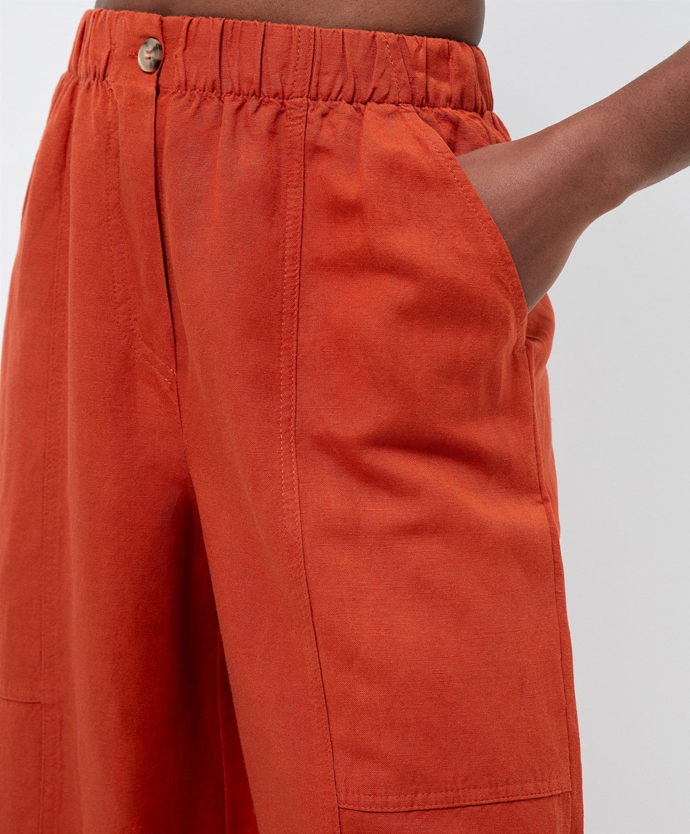 Oysho Linen Barrel Trousers Narancssárga | LIEUSD-809