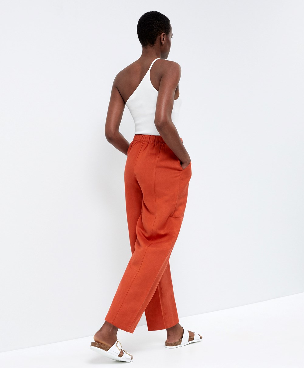 Oysho Linen Barrel Trousers Narancssárga | LIEUSD-809