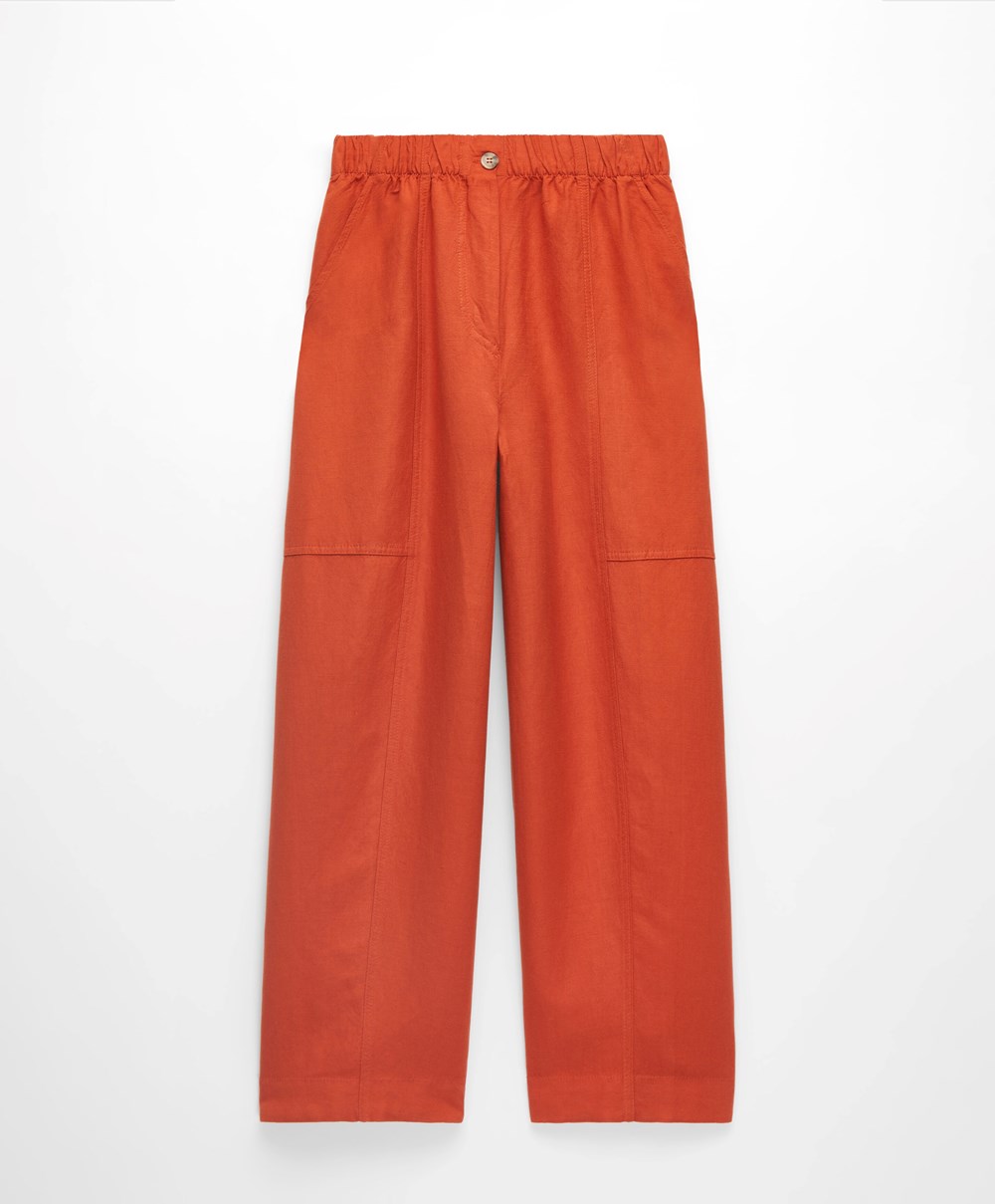 Oysho Linen Barrel Trousers Narancssárga | LIEUSD-809