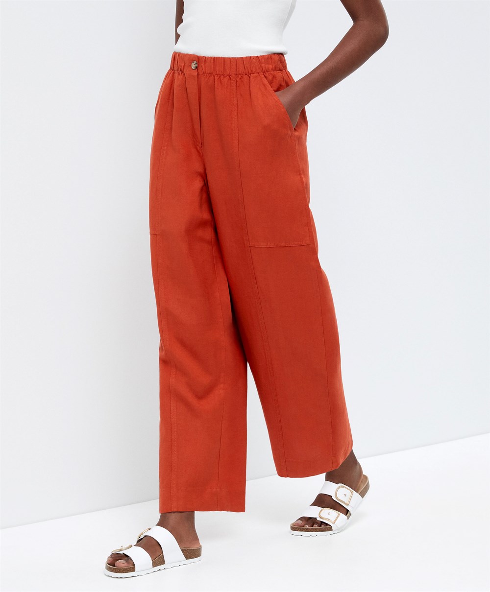 Oysho Linen Barrel Trousers Narancssárga | LIEUSD-809