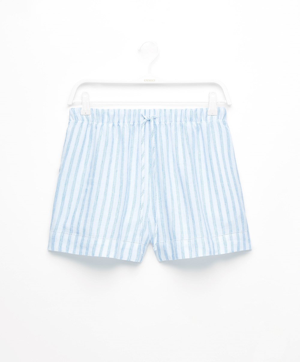 Oysho Linen Shorts Pale Ecru | IUDSVN-092