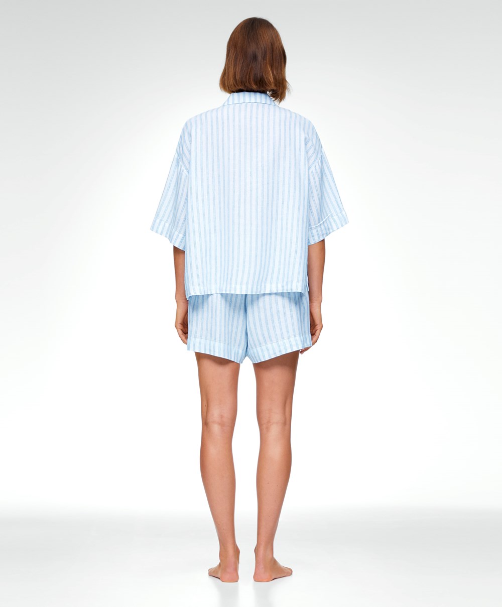 Oysho Linen Shorts Pale Ecru | WUFZCI-091