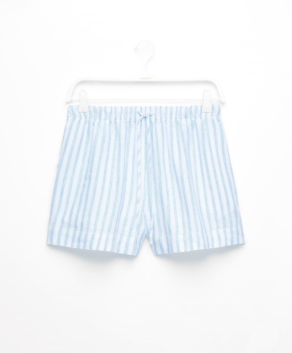 Oysho Linen Shorts Pale Ecru | WUFZCI-091