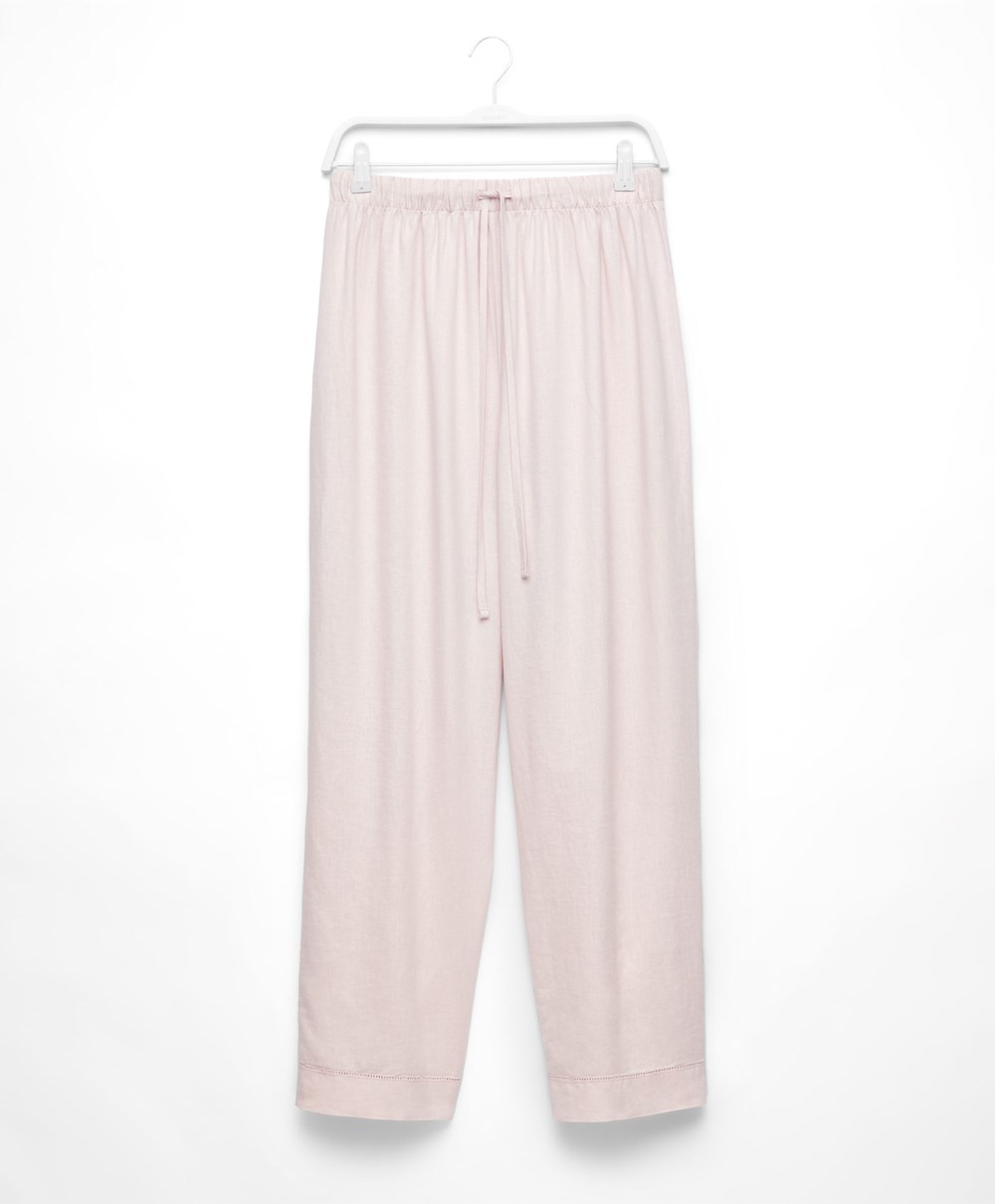 Oysho Linen Trousers Bézs | HAUGCR-829