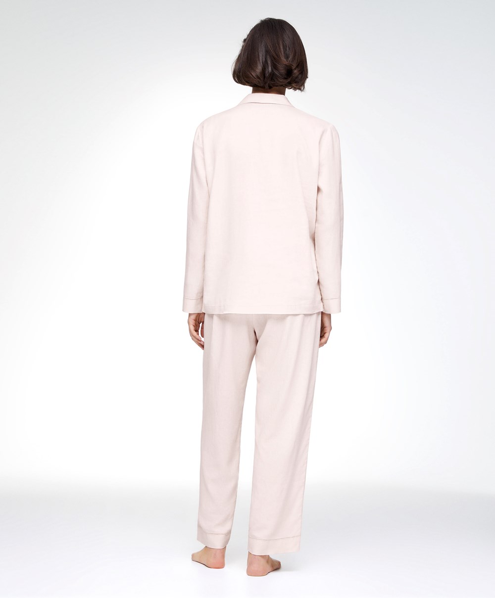 Oysho Linen Trousers Bézs | LUACIV-976