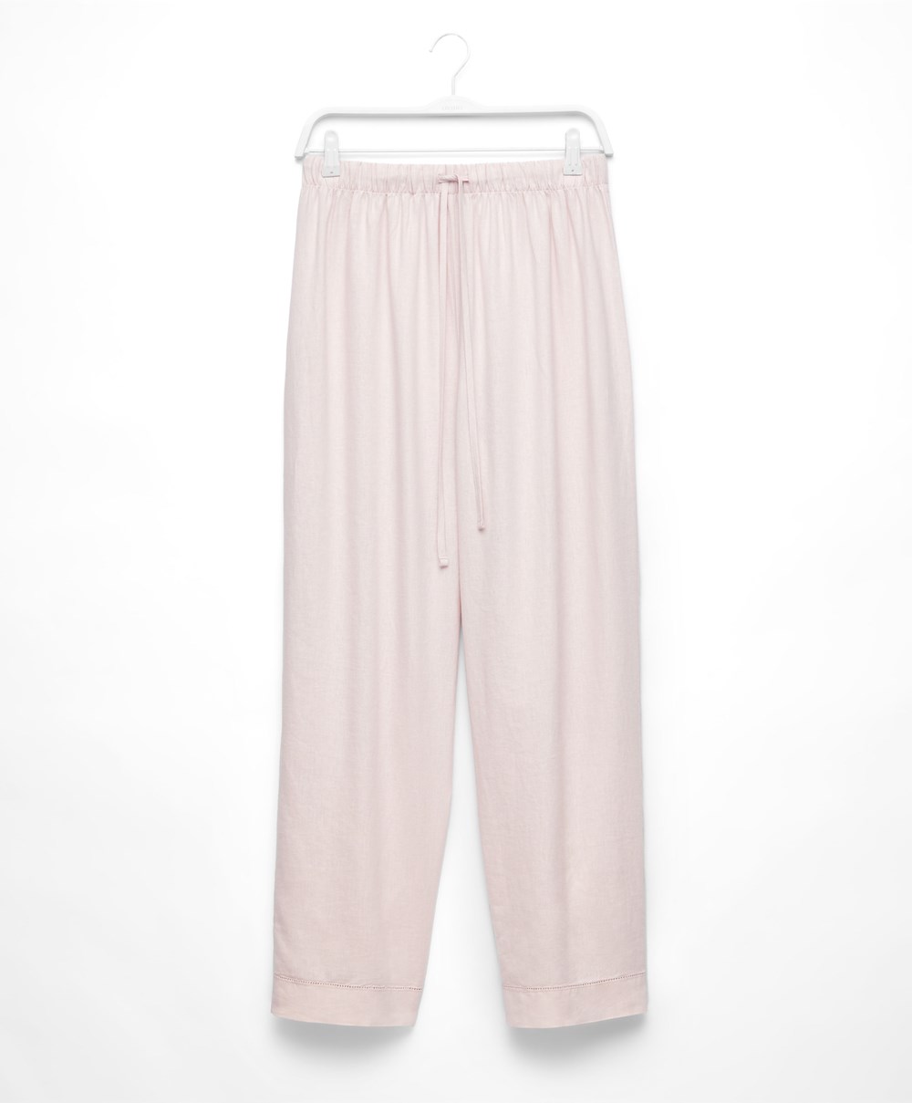 Oysho Linen Trousers Bézs | LUACIV-976