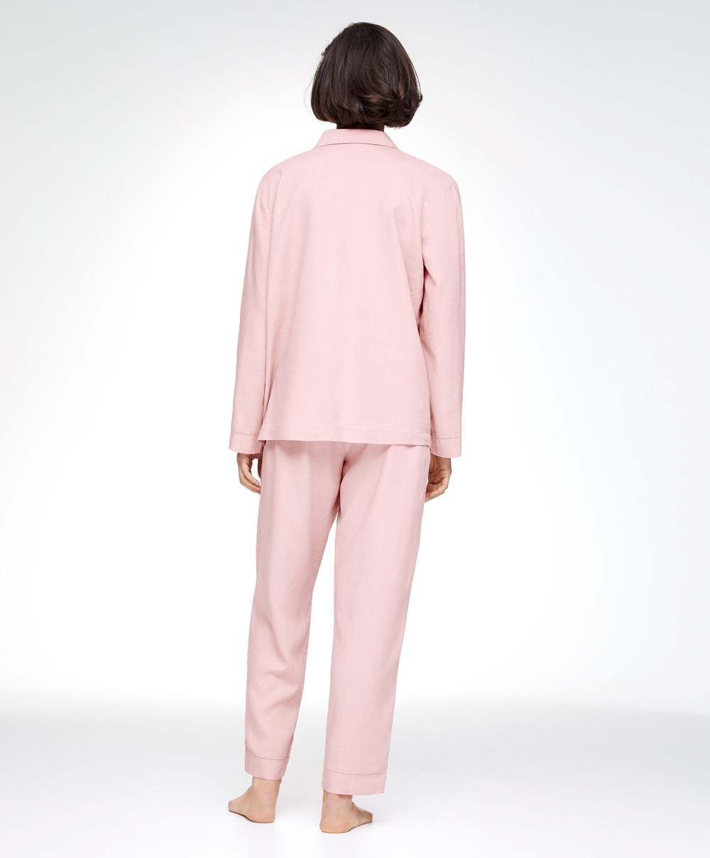 Oysho Linen Trousers Rózsaszín | ZFAGHI-298