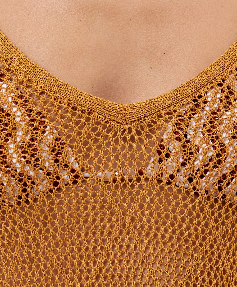 Oysho Long Crochet Ruha Honey | CYLXGA-835