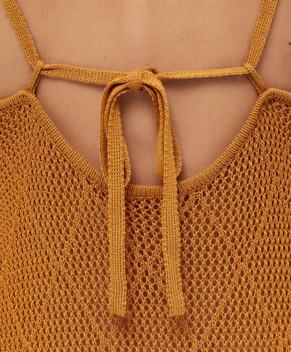 Oysho Long Crochet Ruha Honey | CYLXGA-835