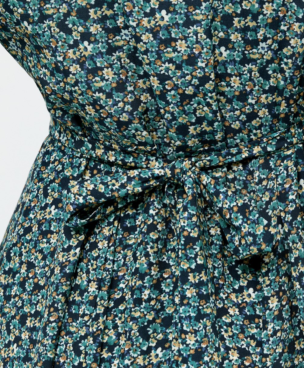 Oysho Long Floral Ruha Sötétkék | FKUREM-850