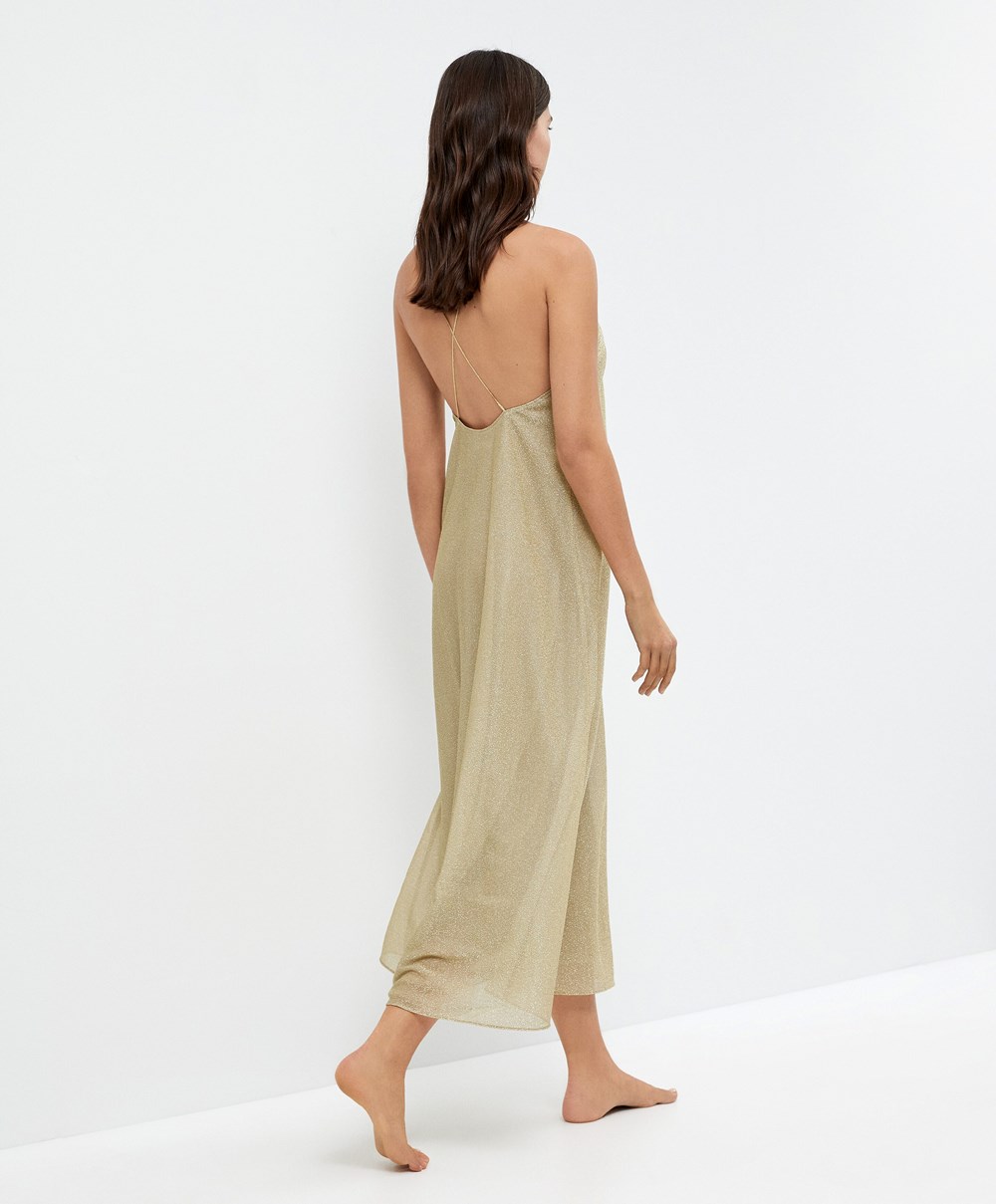 Oysho Long Metallic Thread Ruha Arany | ZKRIMA-956