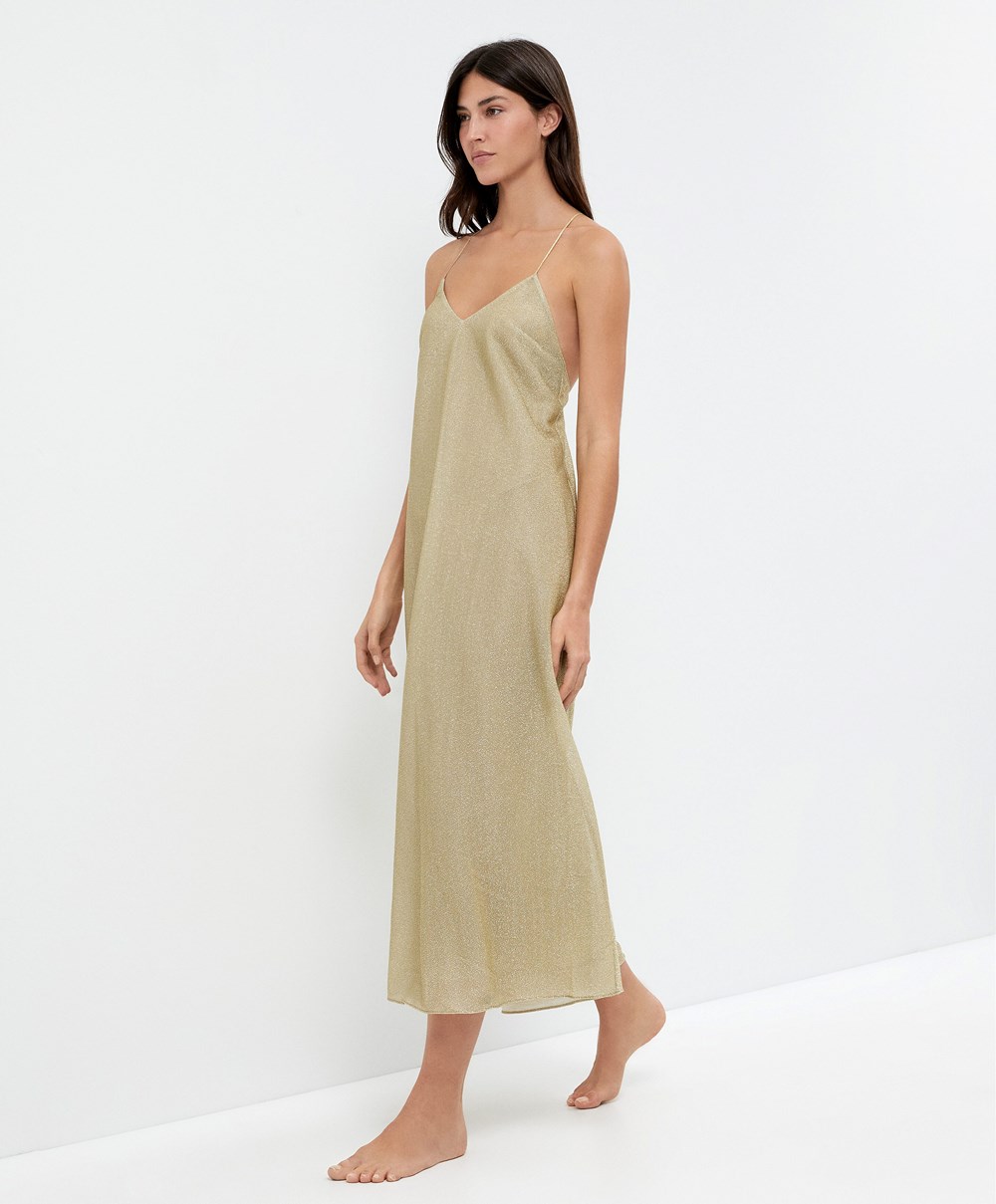 Oysho Long Metallic Thread Ruha Arany | ZKRIMA-956