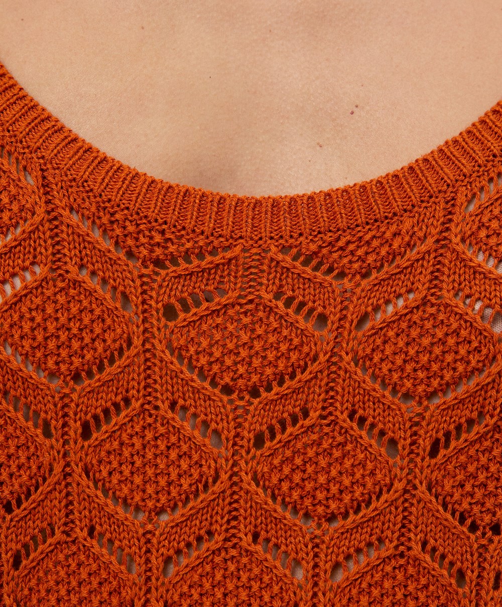 Oysho Long Pamut Crochet Ruha Narancssárga | HEMGPN-257