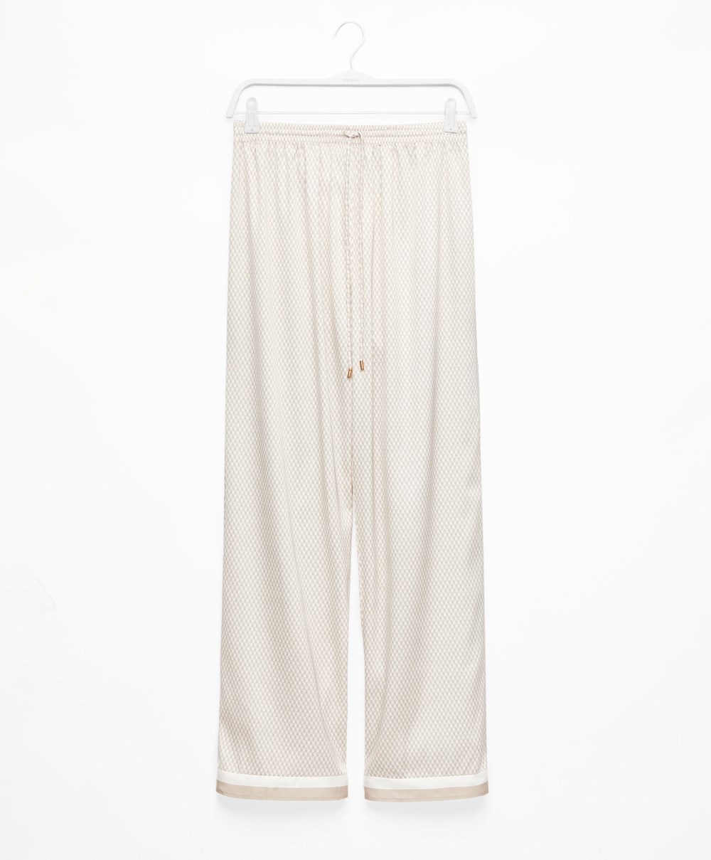 Oysho Long Satin Trousers Barley | JPUMSA-924