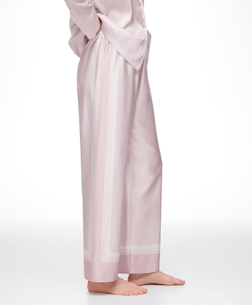 Oysho Long Satin Trousers Rózsaszín | FIWKSN-913