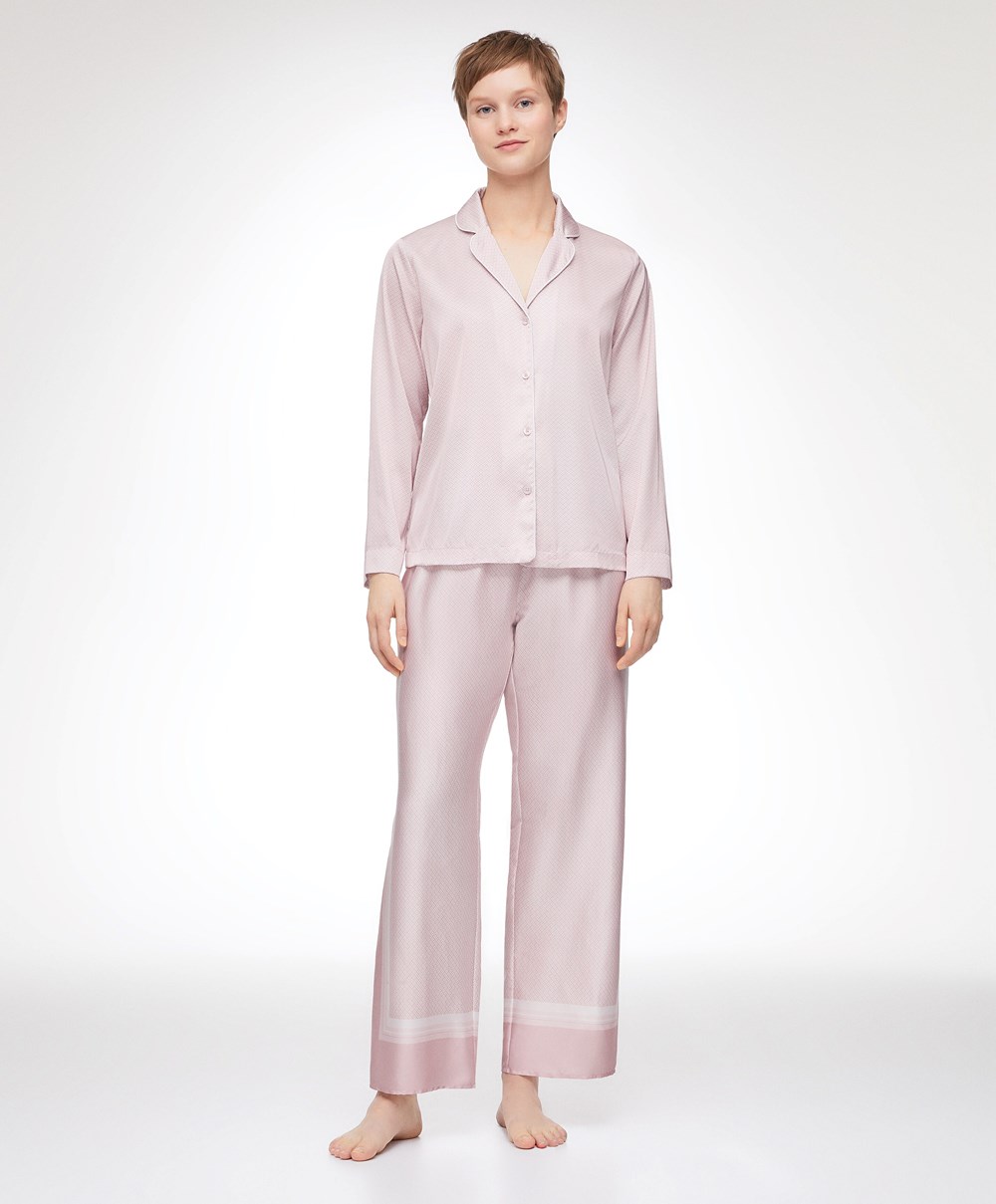 Oysho Long Satin Trousers Rózsaszín | FIWKSN-913