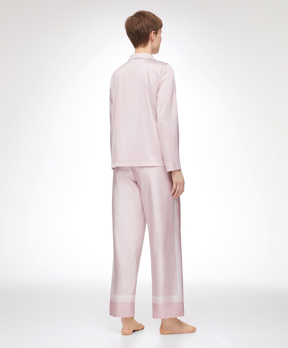 Oysho Long Satin Trousers Rózsaszín | FIWKSN-913