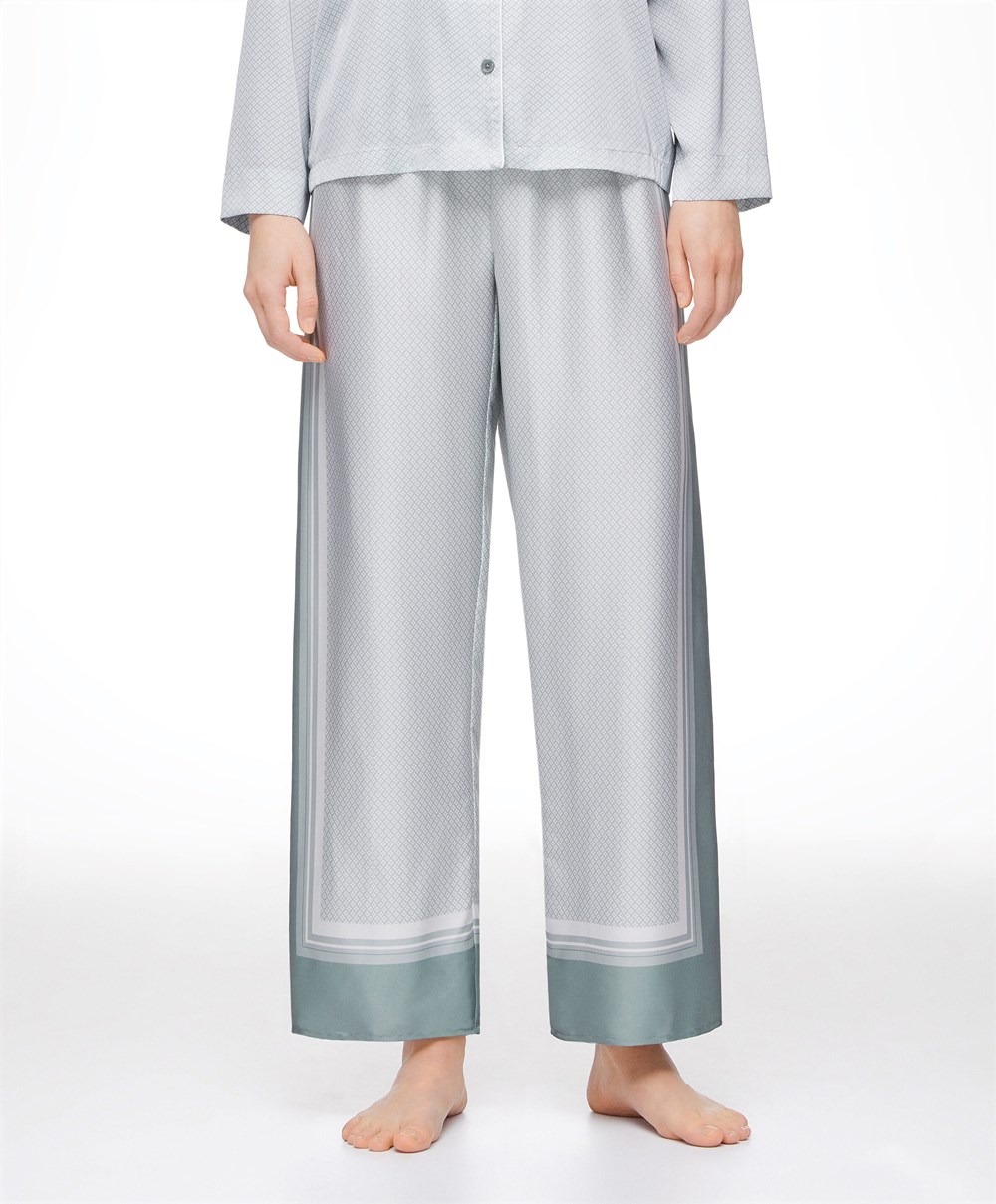 Oysho Long Satin Trousers Zöld | JXHDKA-728