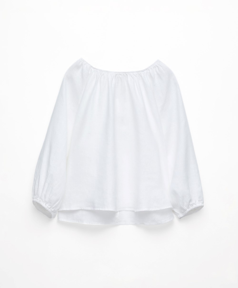 Oysho Long-sleeved 100% Linen Blouse Fehér | KSQOYI-385