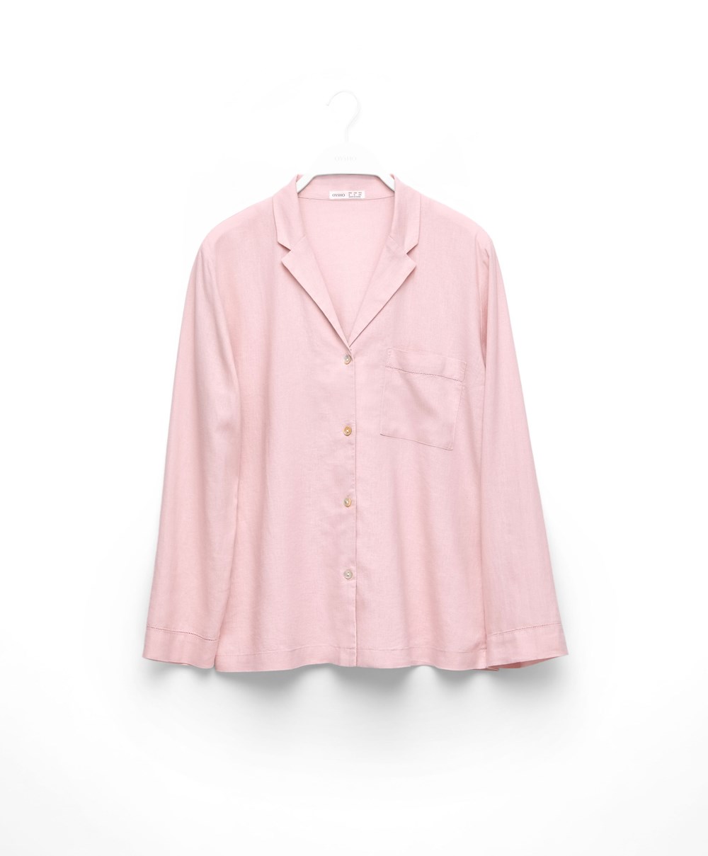 Oysho Long-sleeved Linen Shirt Rózsaszín | OWGUNT-487