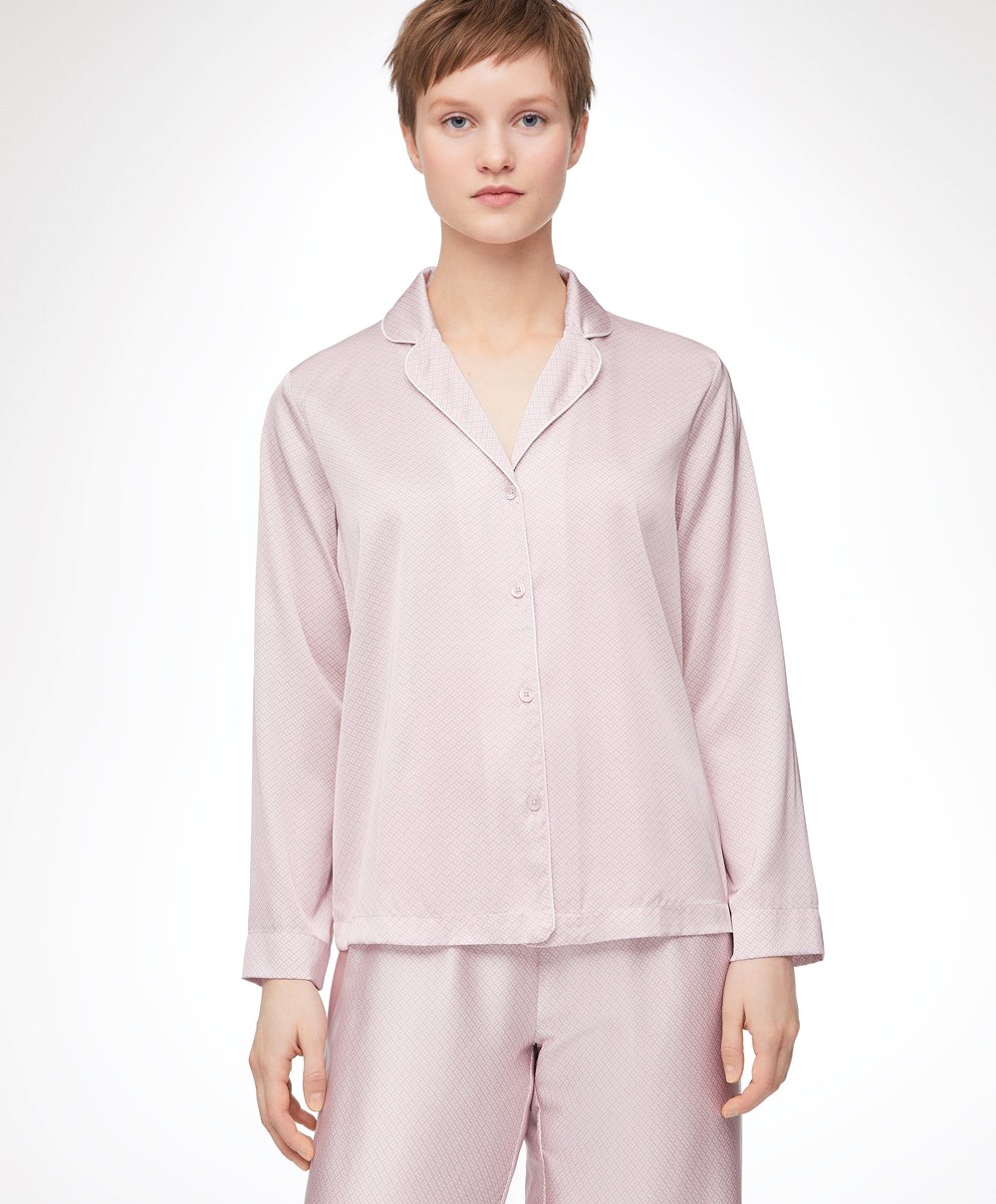 Oysho Long-sleeved Satin Shirt Rózsaszín | MUQXZI-064