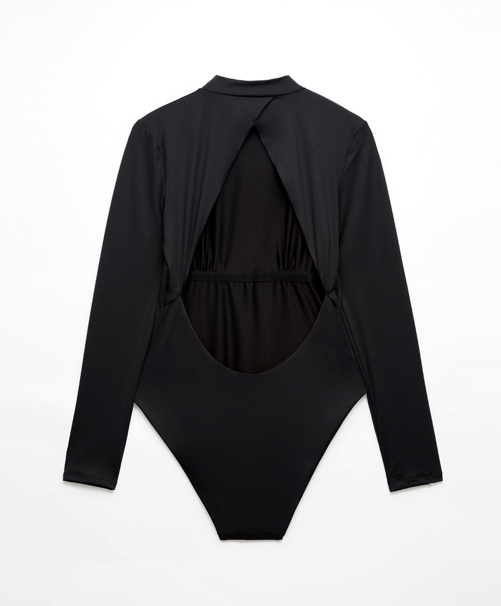 Oysho Long-sleeved Swimsuit Fekete | MFAUEC-520