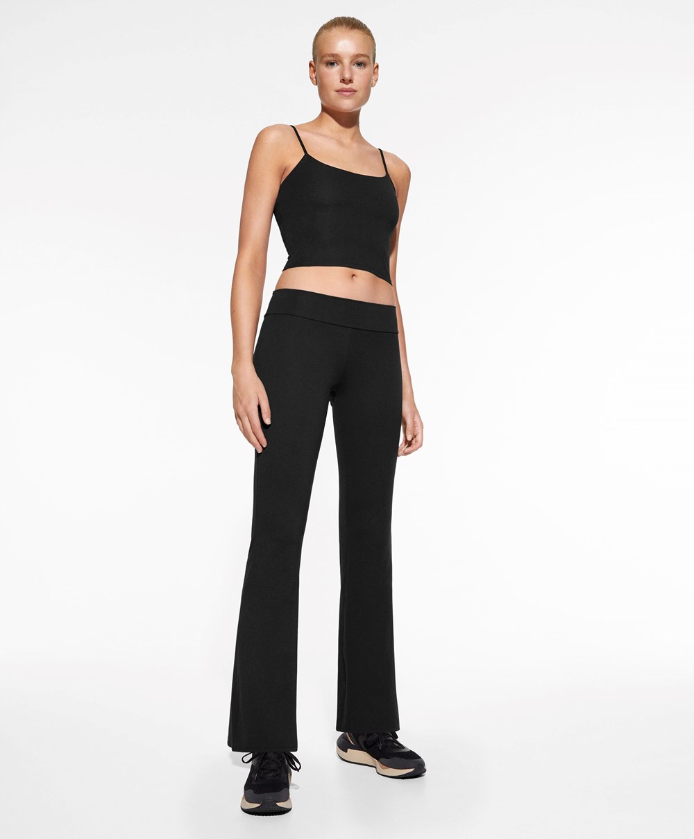 Oysho Low-rise Kényelem Flare Trousers Fekete | PEDUMH-106