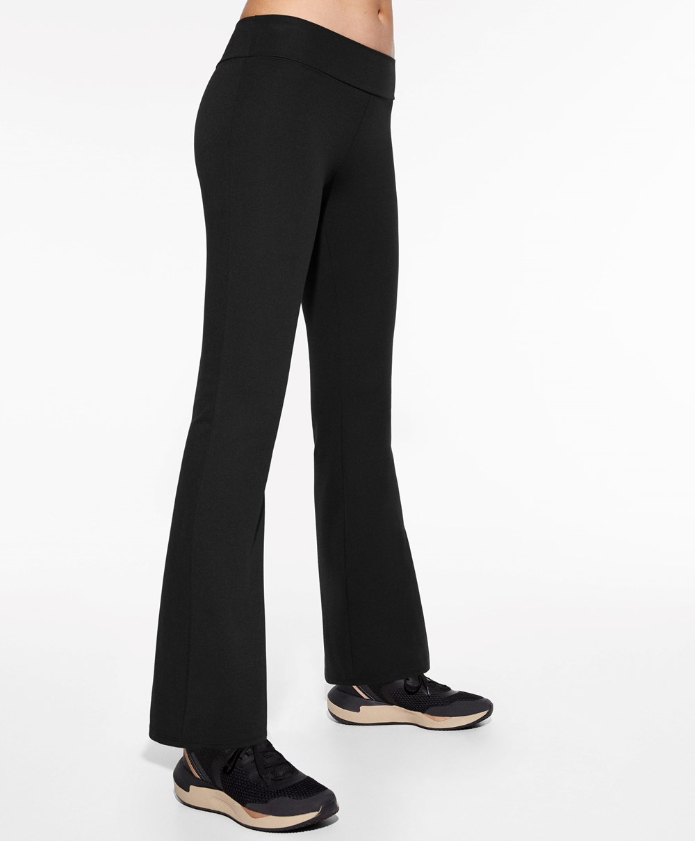 Oysho Low-rise Kényelem Flare Trousers Fekete | PEDUMH-106