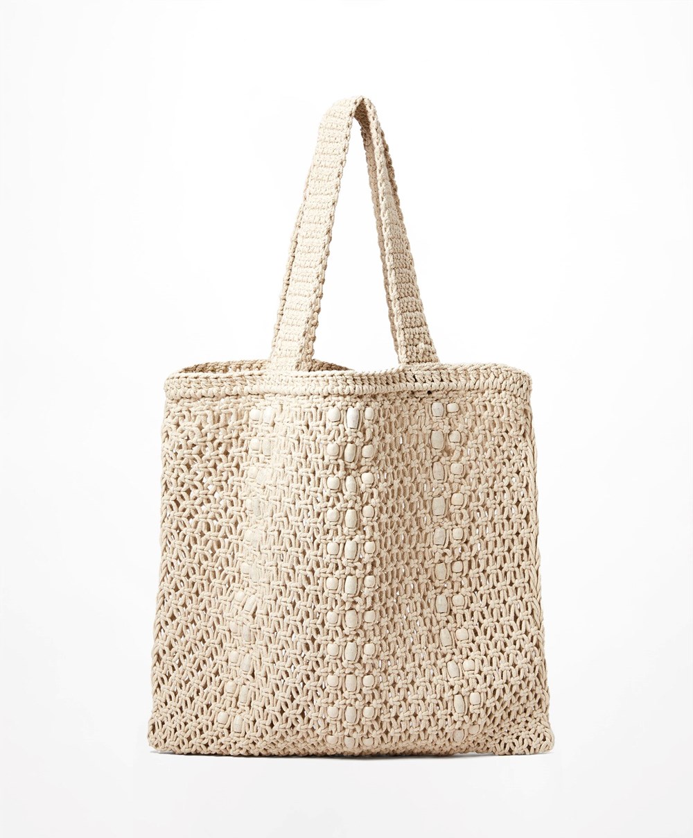 Oysho Macramé Tote Bag Natural | IYMNOA-048