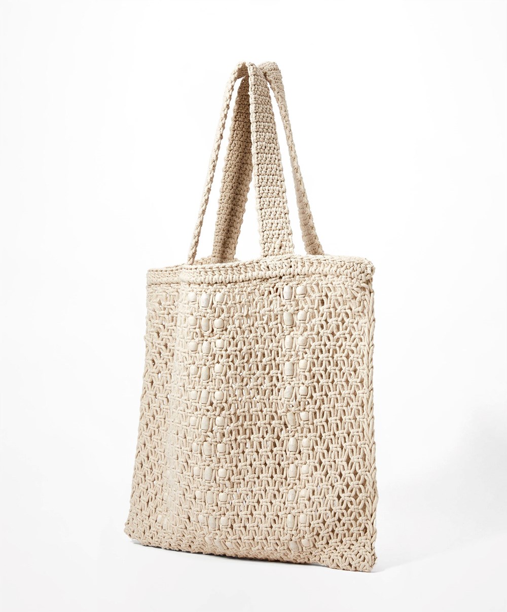 Oysho Macramé Tote Bag Natural | IYMNOA-048