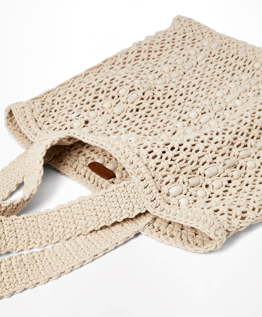 Oysho Macramé Tote Bag Natural | IYMNOA-048