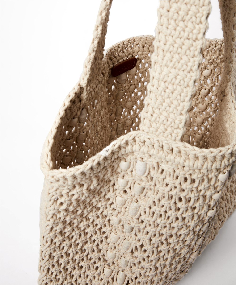 Oysho Macramé Tote Bag Natural | THLIBV-296