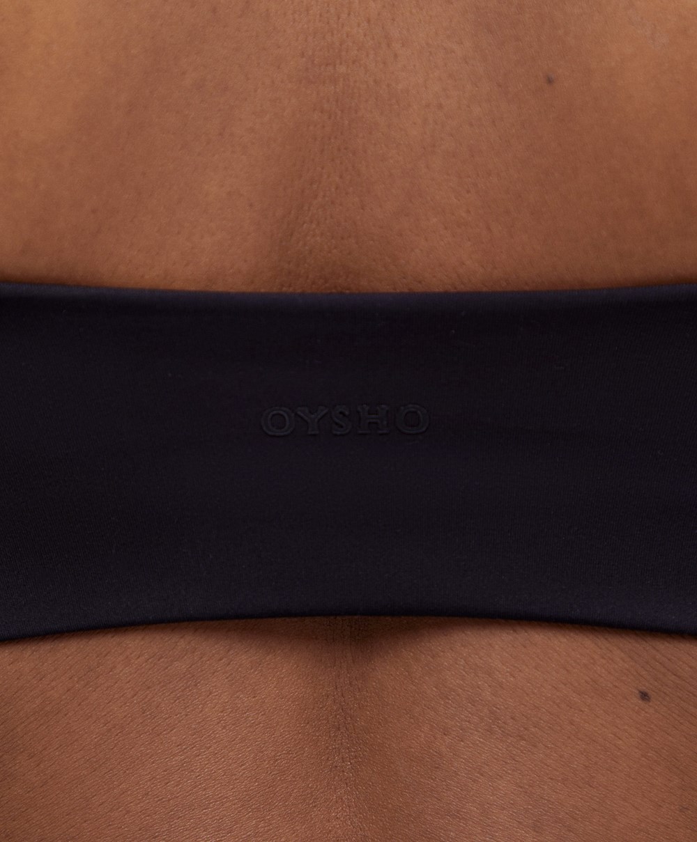 Oysho Medium Support Bandeau Sports Bra With Cups Fekete | ITCAVJ-267