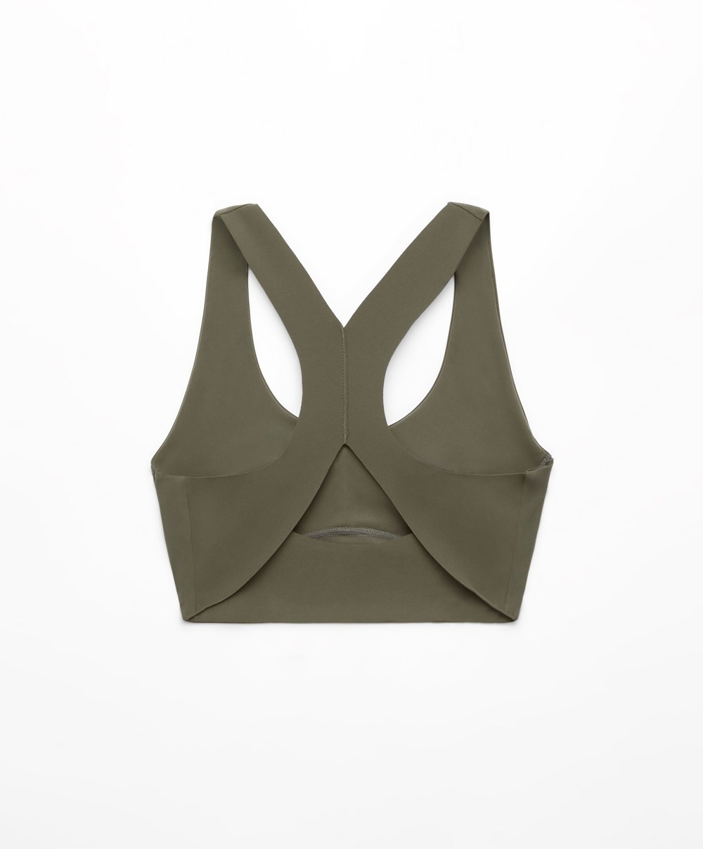 Oysho Medium Support Compressive Sports Bra Sötétkhaki | IRYSCX-027