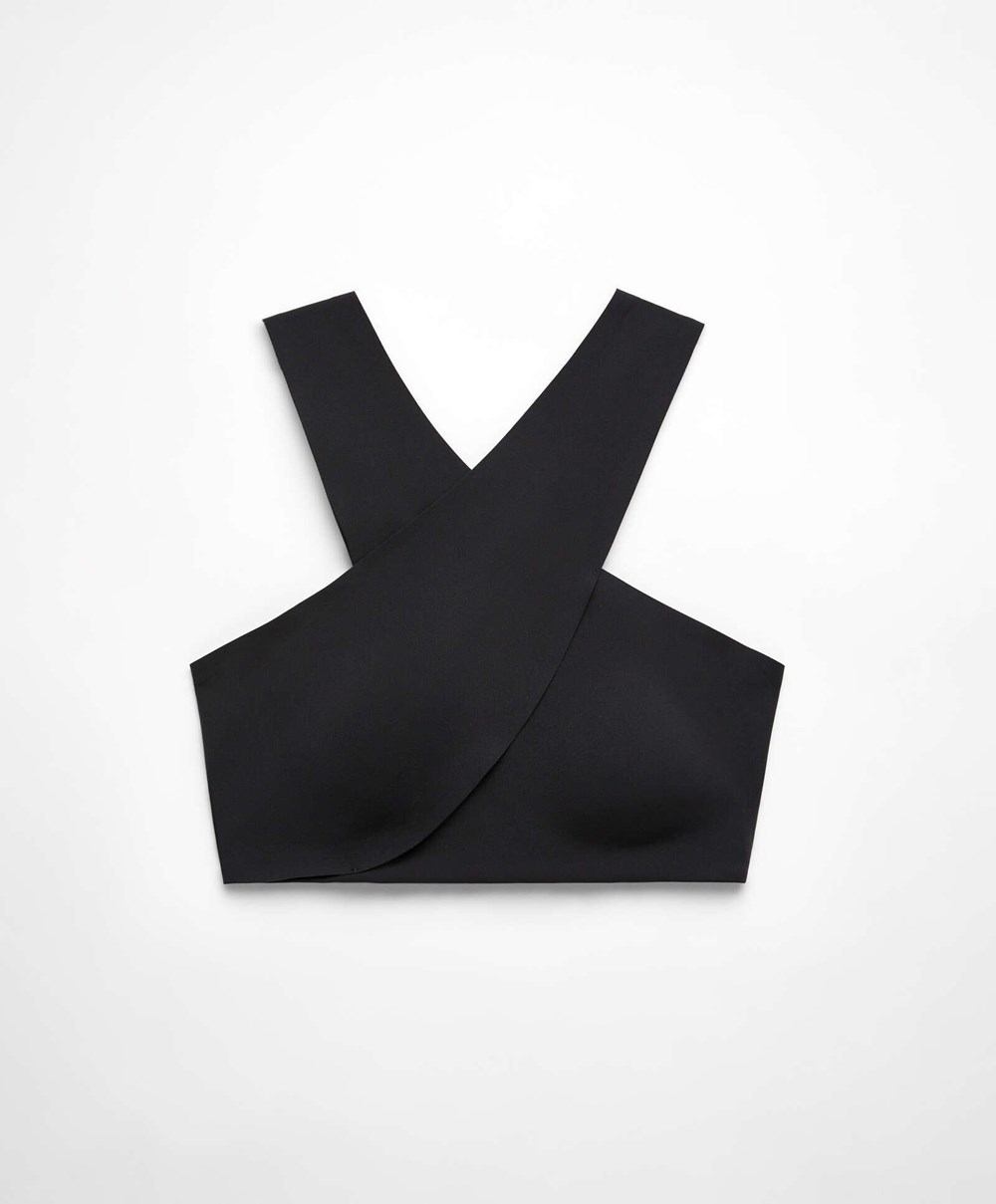 Oysho Medium Support Compressive Sports Bra Fekete | WHGOSC-371