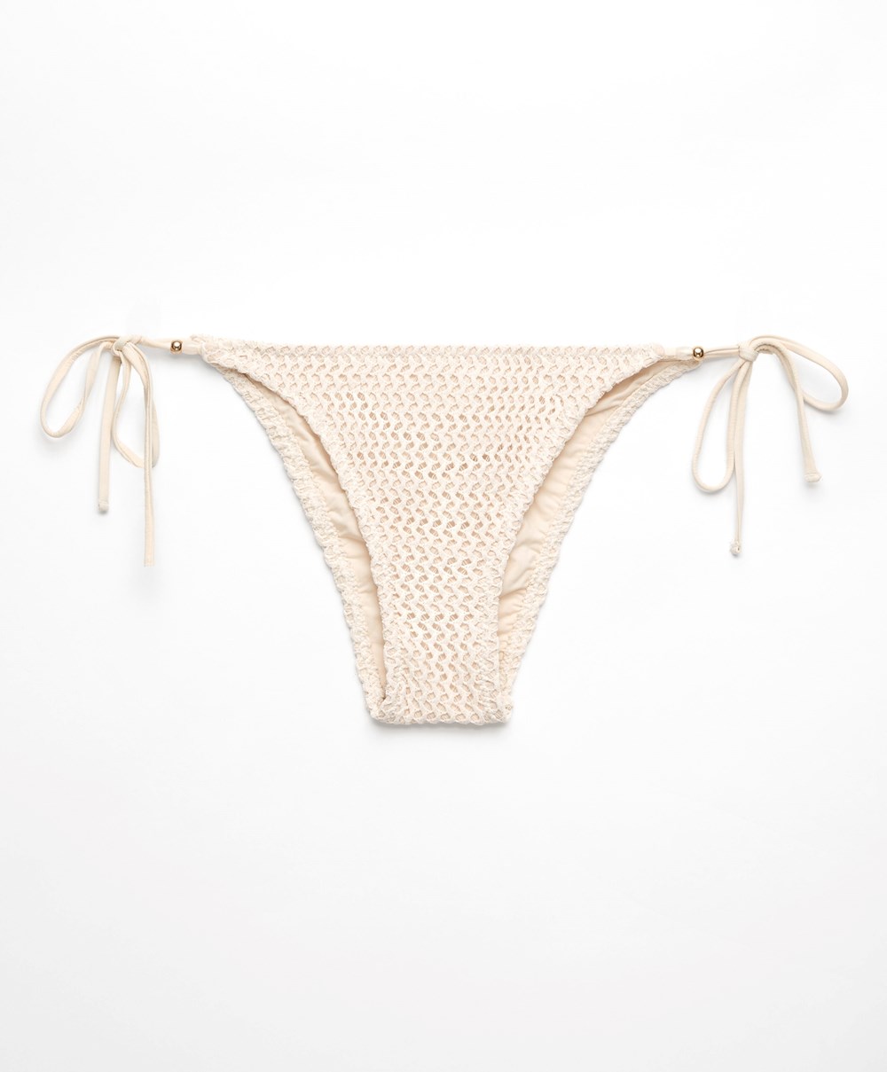 Oysho Medium-coverage Crochet Bikini Briefs With Ties Natural | PKCHGE-480