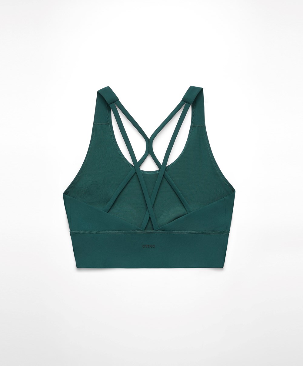 Oysho Medium-support Sports Bra With Cups Bottle | APRIZQ-384