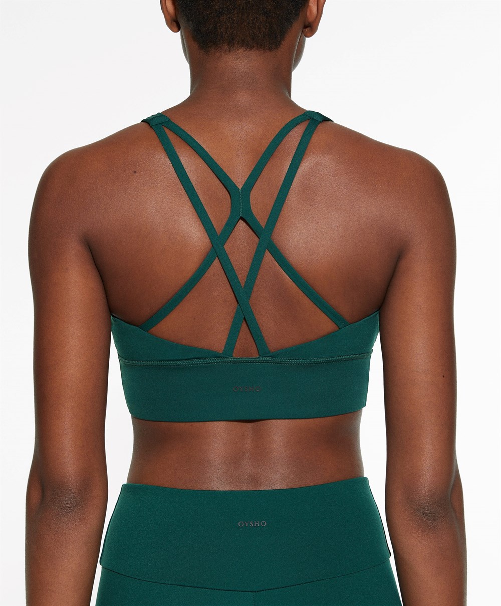 Oysho Medium-support Sports Bra With Cups Bottle | APRIZQ-384