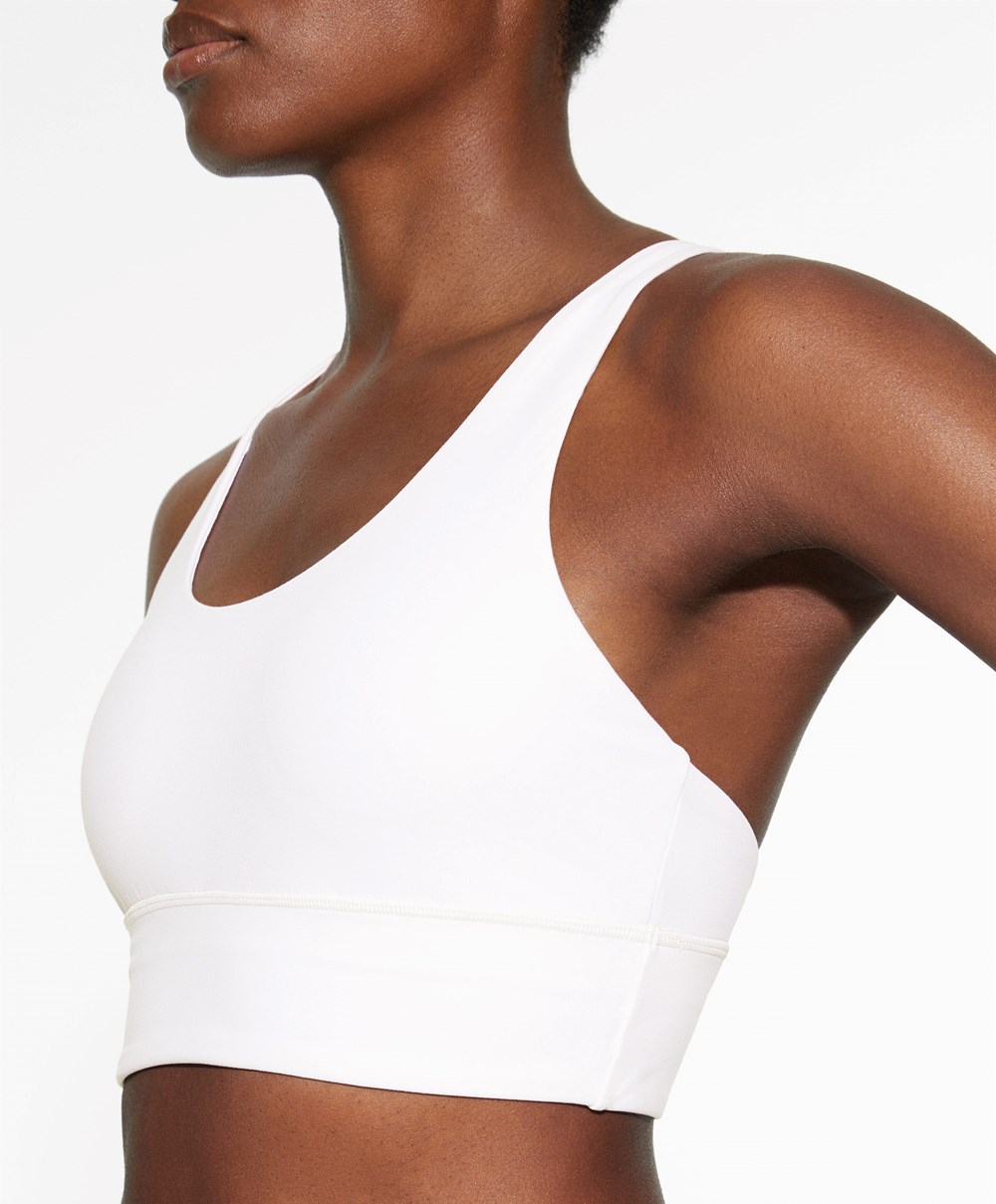 Oysho Medium-support Sports Bra With Cups Cream-white | BQUOPD-165