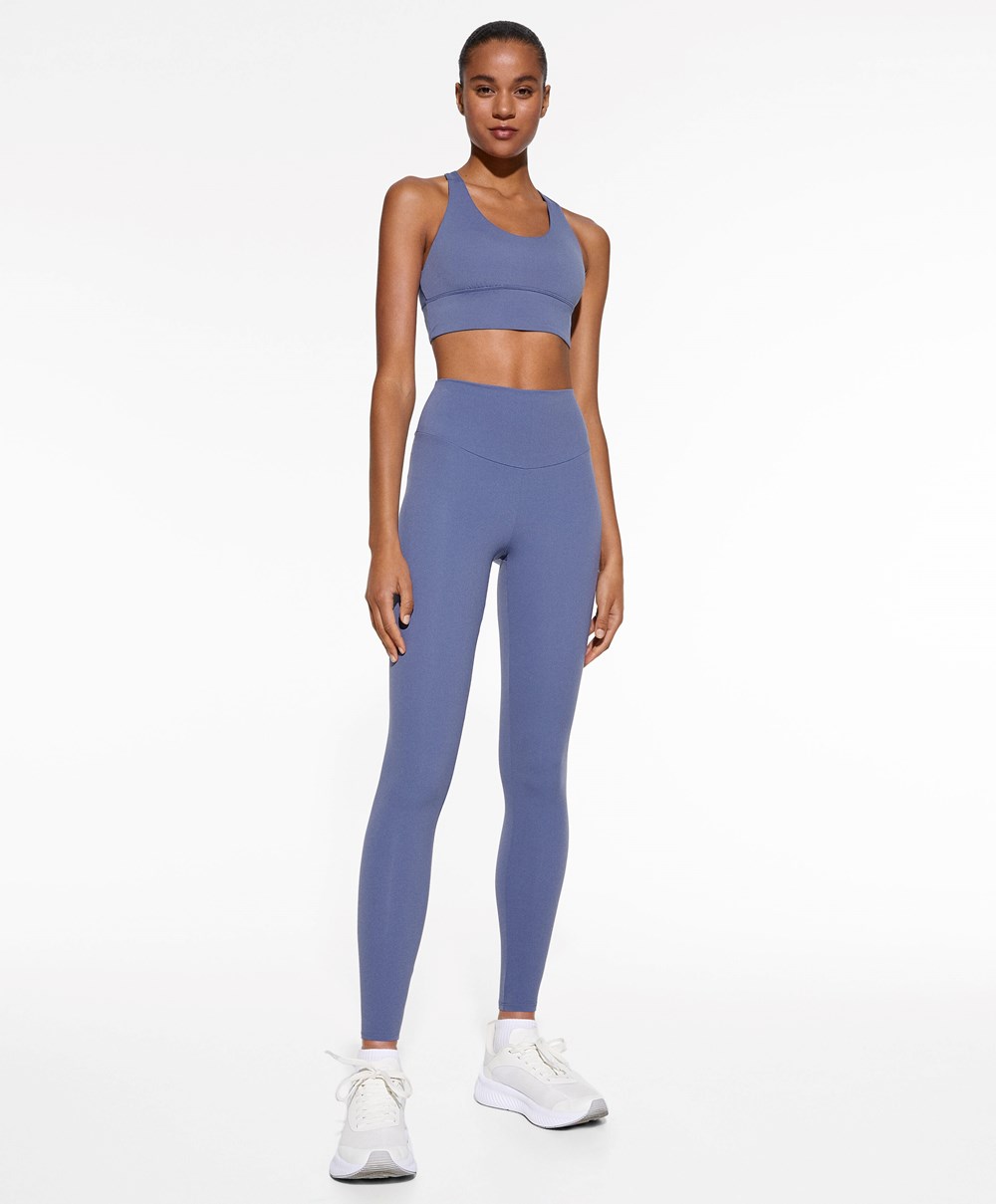 Oysho Medium-support Sports Bra With Cups Mélykék | IVQHGC-504