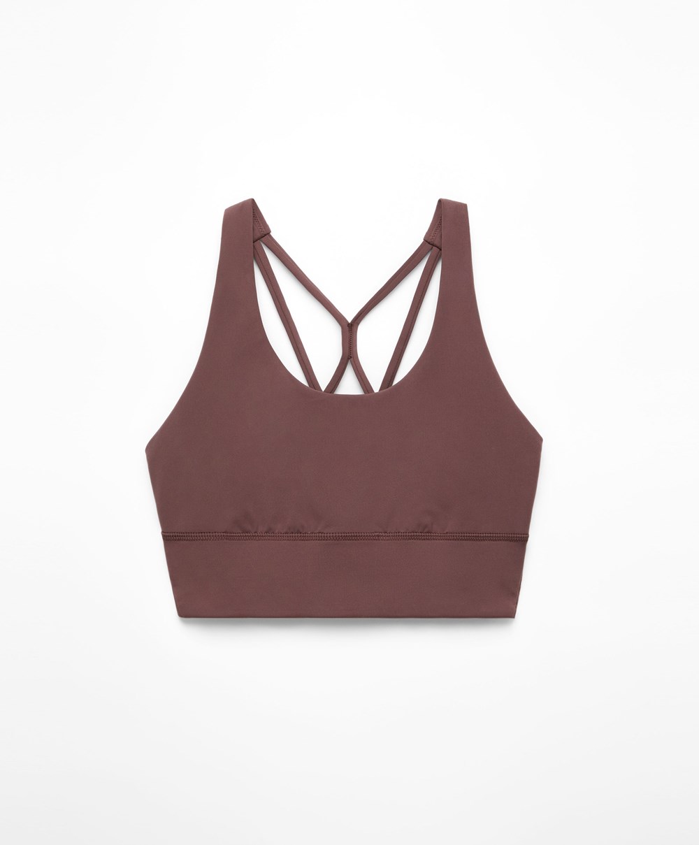 Oysho Medium-support Sports Bra With Cups Washed Mahogany | JYMTND-683