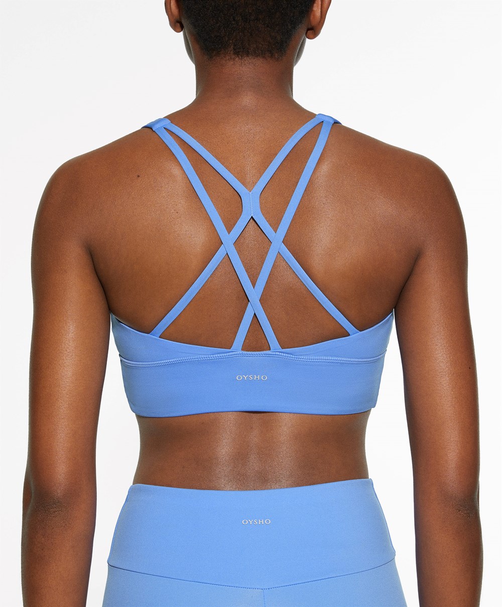 Oysho Medium-support Sports Bra With Cups Levendula | LFZHJN-257