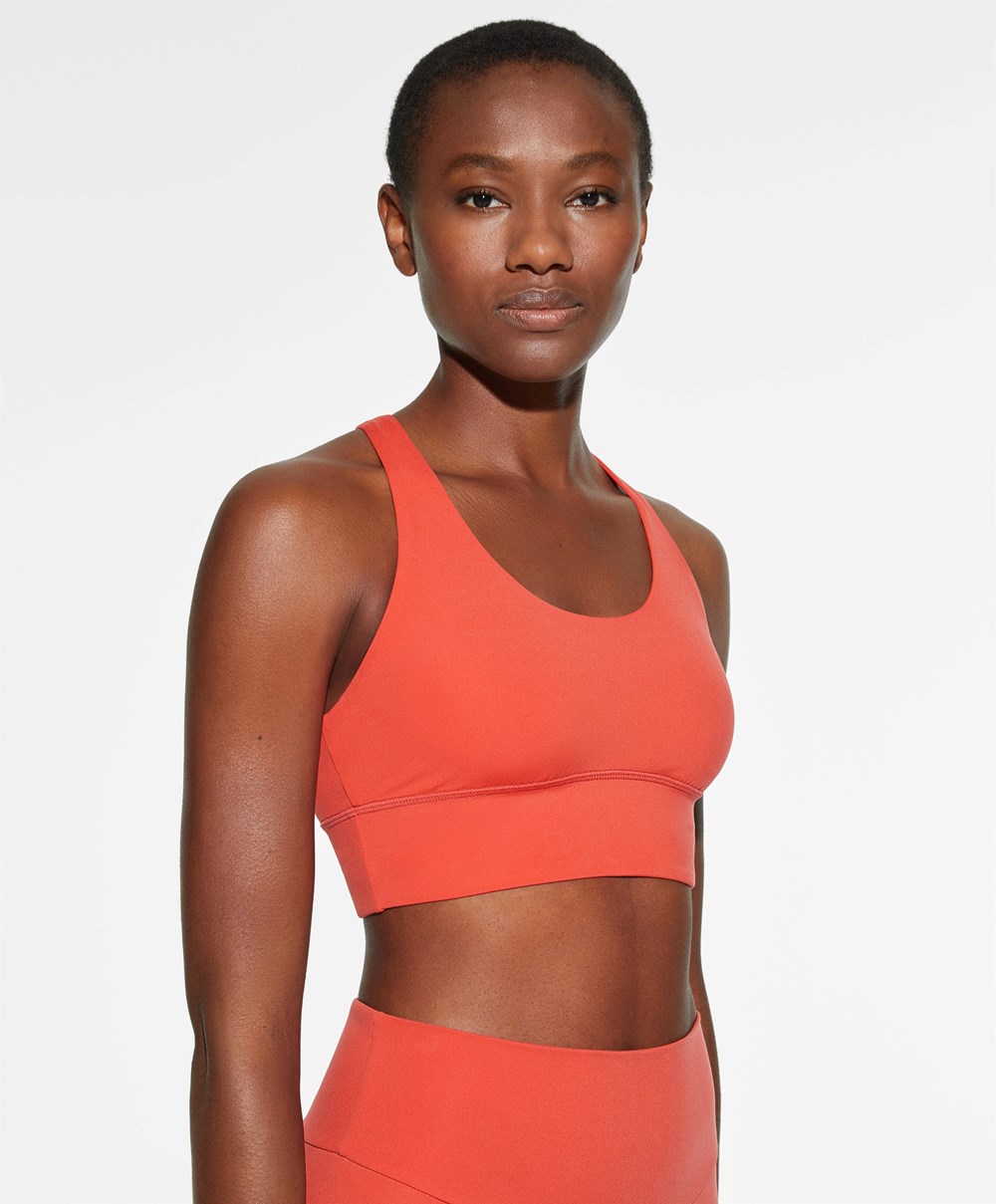 Oysho Medium-support Sports Bra With Cups Narancssárga | LIDKVB-076