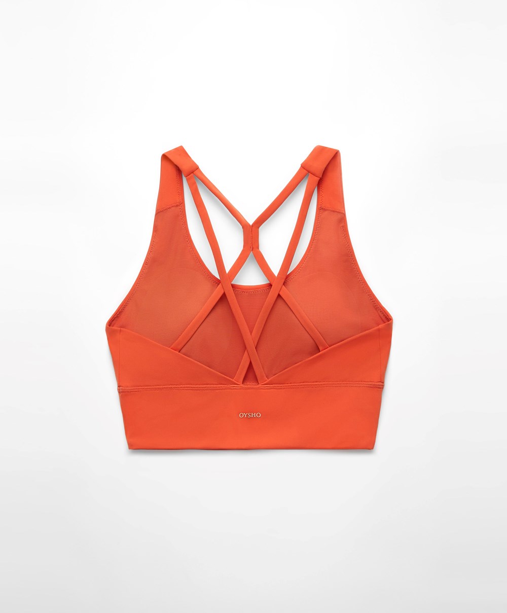 Oysho Medium-support Sports Bra With Cups Narancssárga | LIDKVB-076