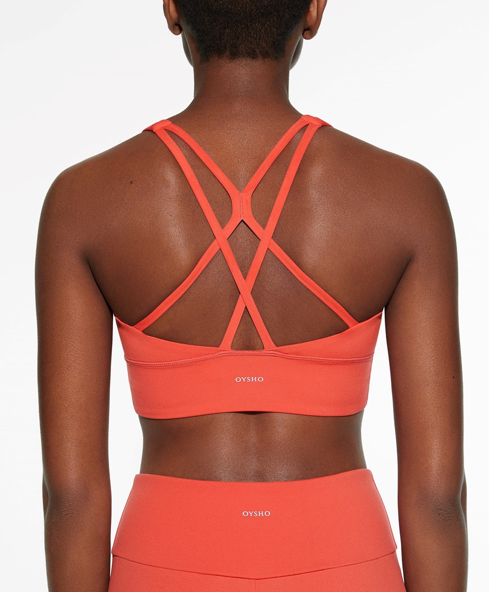 Oysho Medium-support Sports Bra With Cups Narancssárga | LIDKVB-076