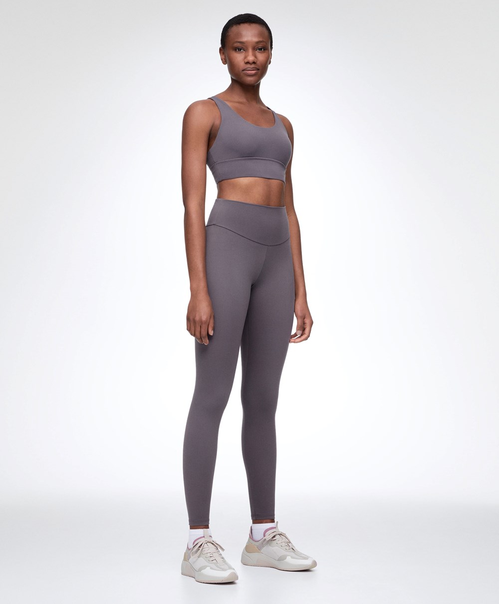 Oysho Medium-support Sports Bra With Cups Purple-grey | MFOQAR-845