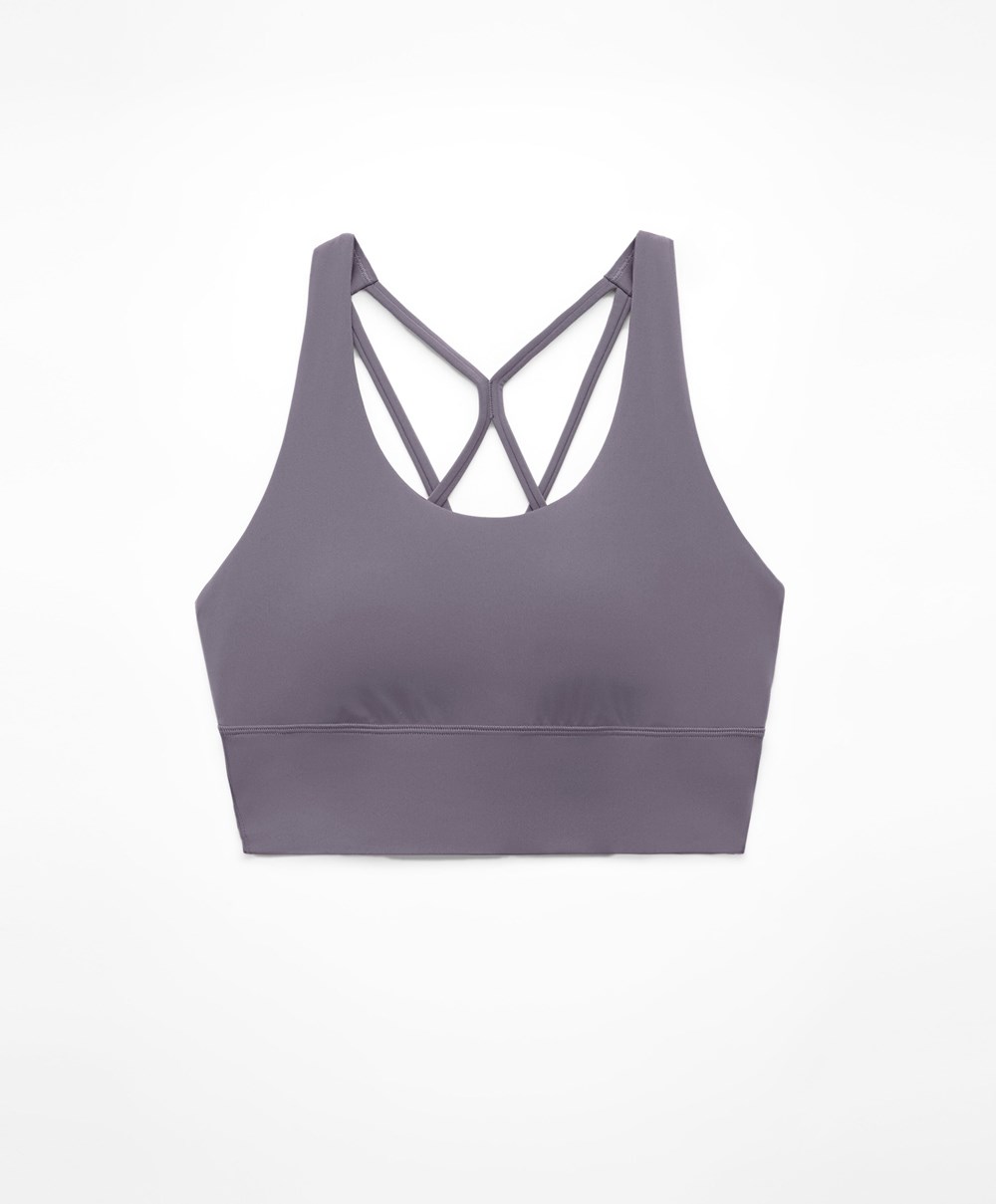 Oysho Medium-support Sports Bra With Cups Purple-grey | MFOQAR-845