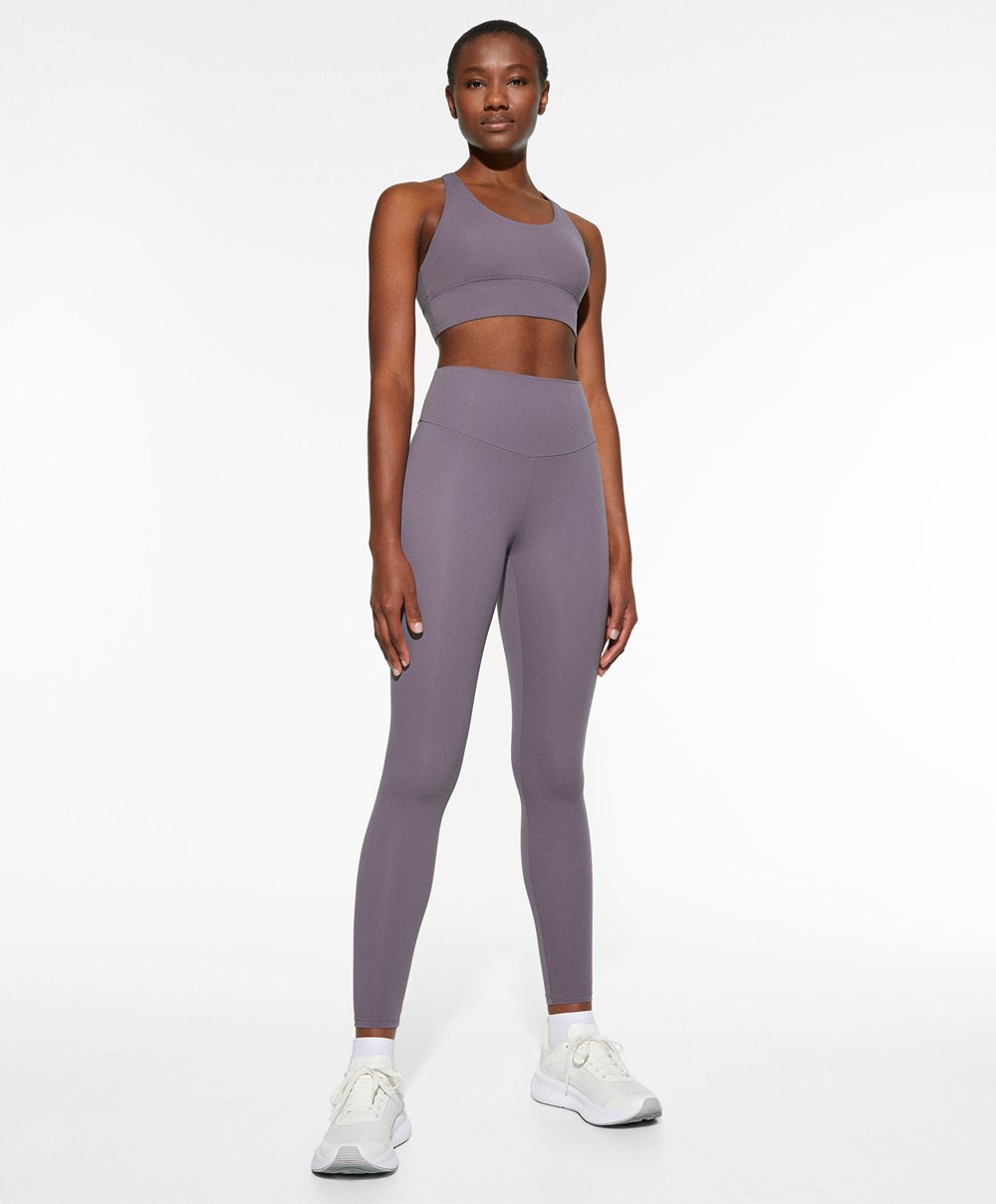 Oysho Medium-support Sports Bra With Cups Grey-lilac | NVTSZA-987