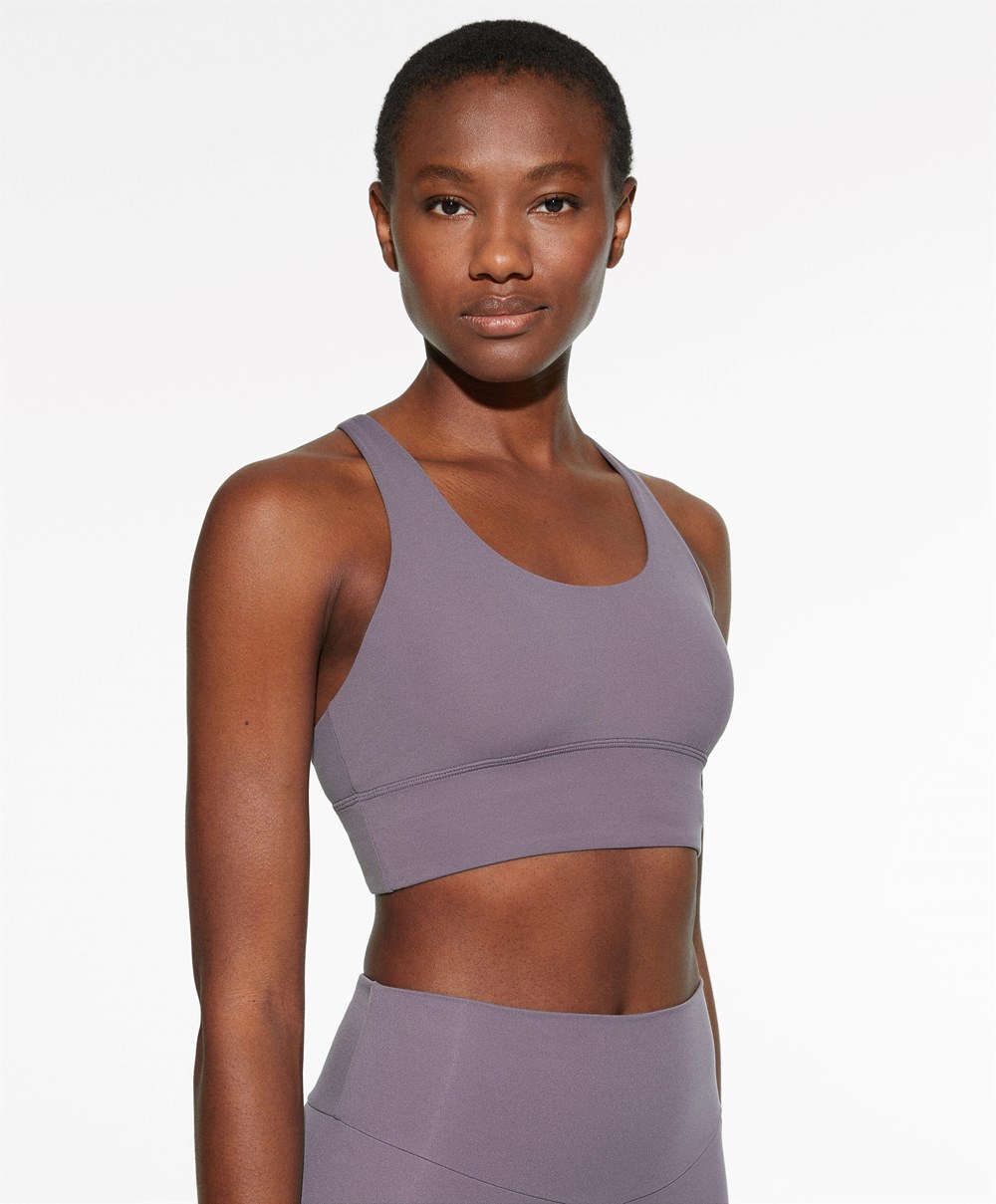 Oysho Medium-support Sports Bra With Cups Grey-lilac | NVTSZA-987