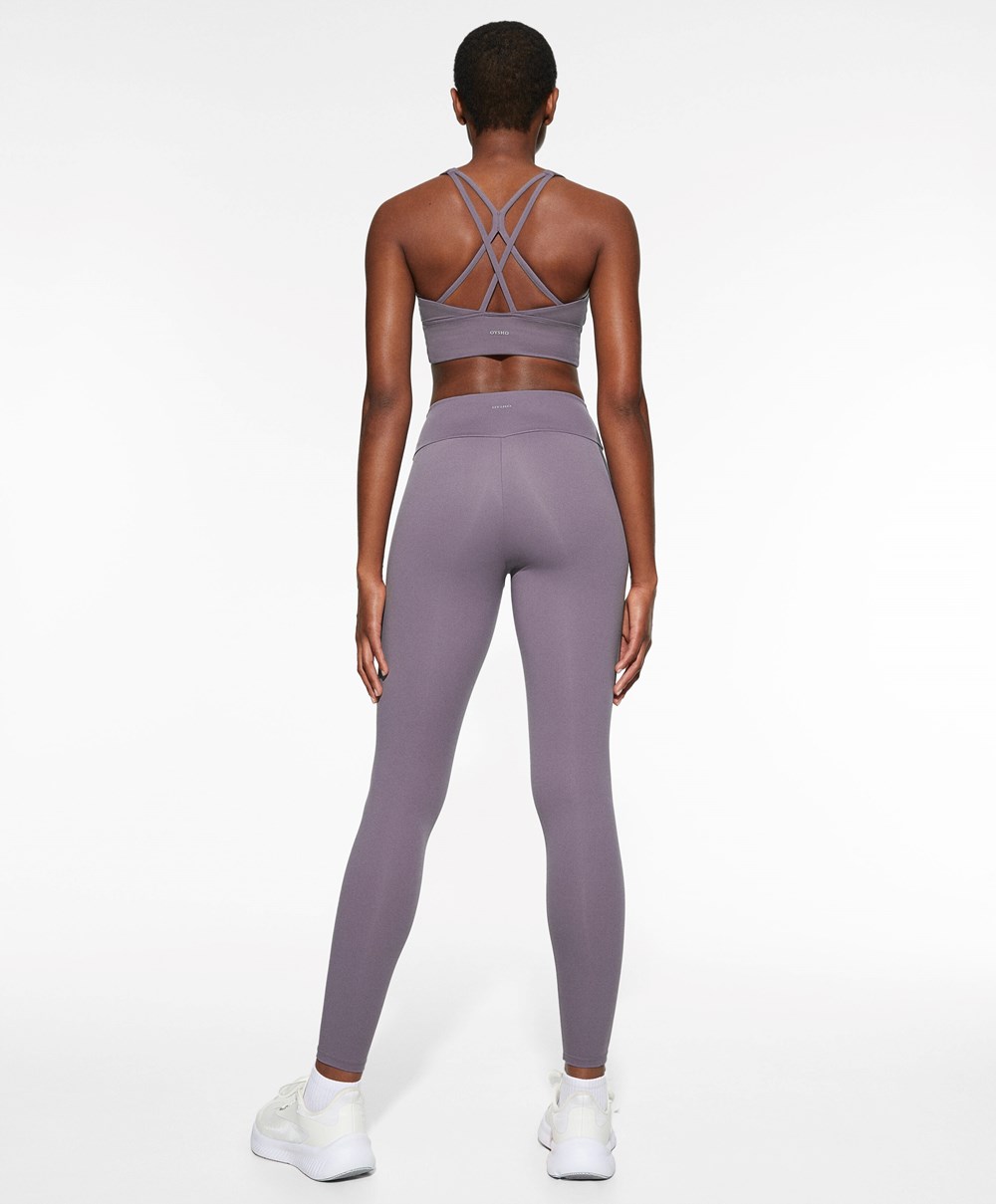 Oysho Medium-support Sports Bra With Cups Grey-lilac | NVTSZA-987